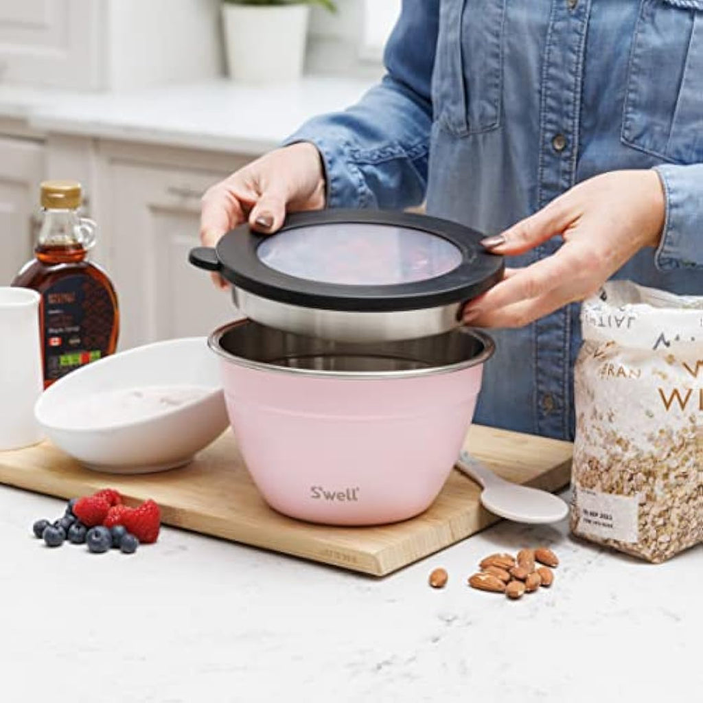 S'well Pink Topaz Stainless Steel Salad Bowl Kit - 1.9L Lunch Box
