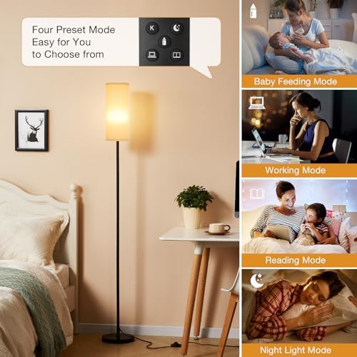 Aooshine Grey Floor Lamp | Dimmable Corner Standing Lamp with Remote
