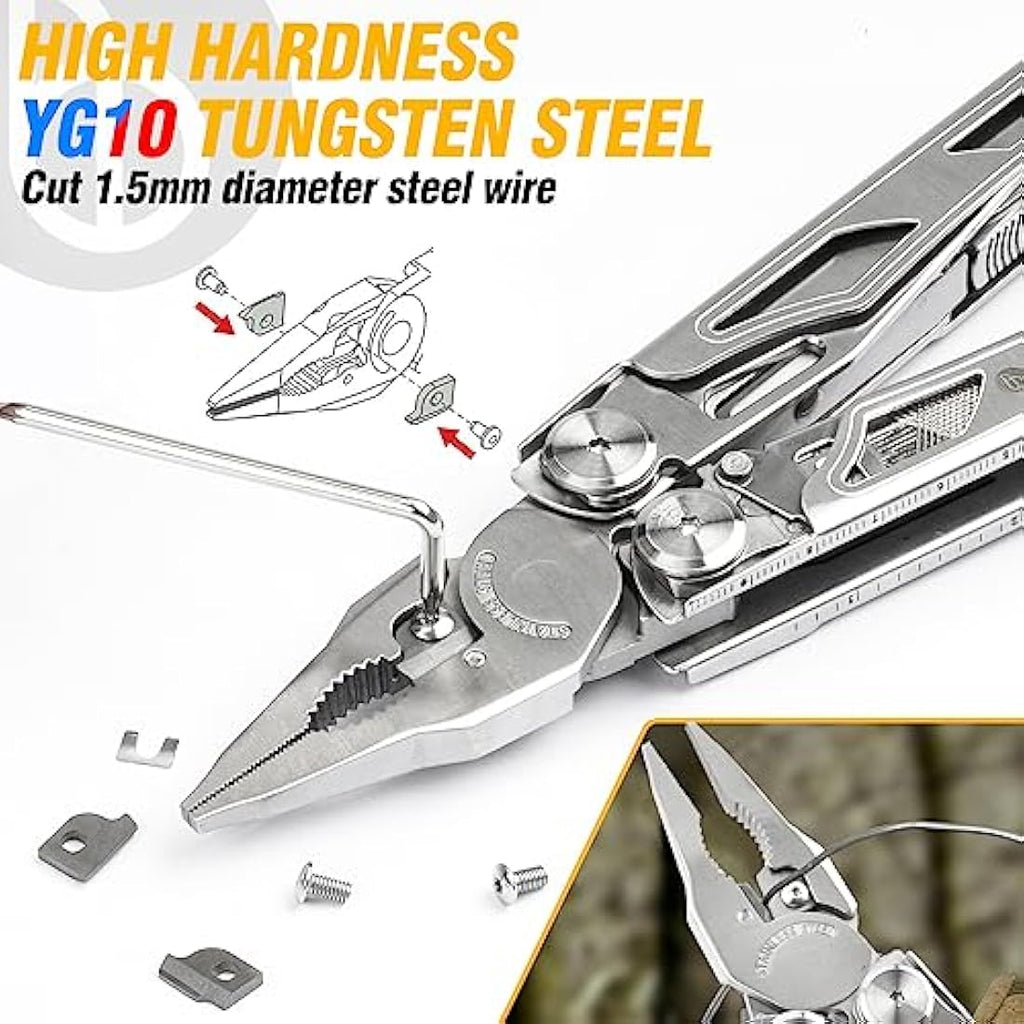 BIBURY 31-in-1 Multitool Pliers | Stainless Steel Tool with 16-Bit Set