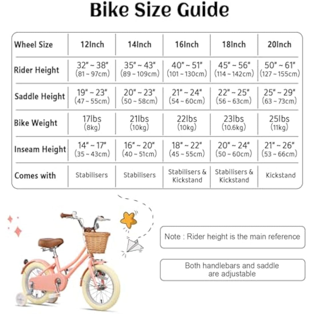 Glerc Little Molly 12 Inch Kids Retro Girls Bike with Wicker Basket