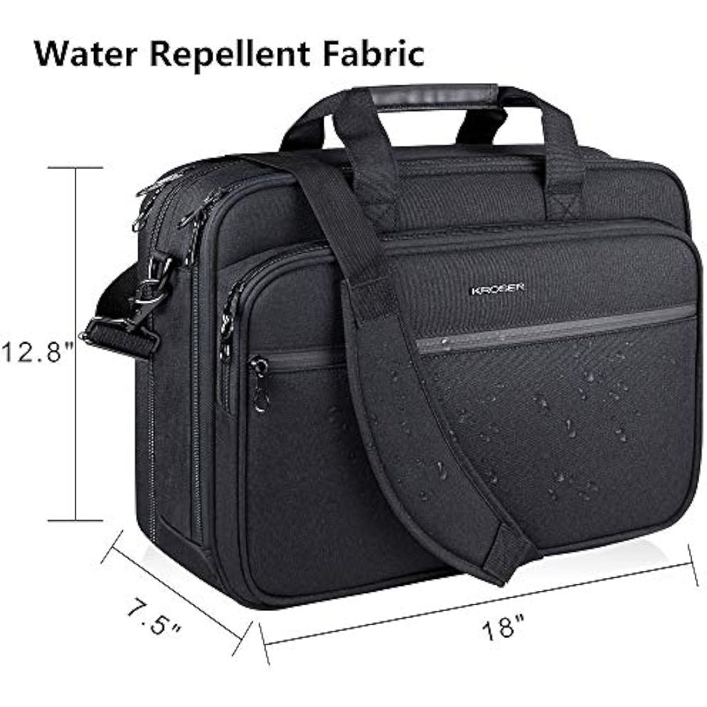 KROSER 17.3 Inch Laptop Briefcase – Expandable Water-Repellent Bag