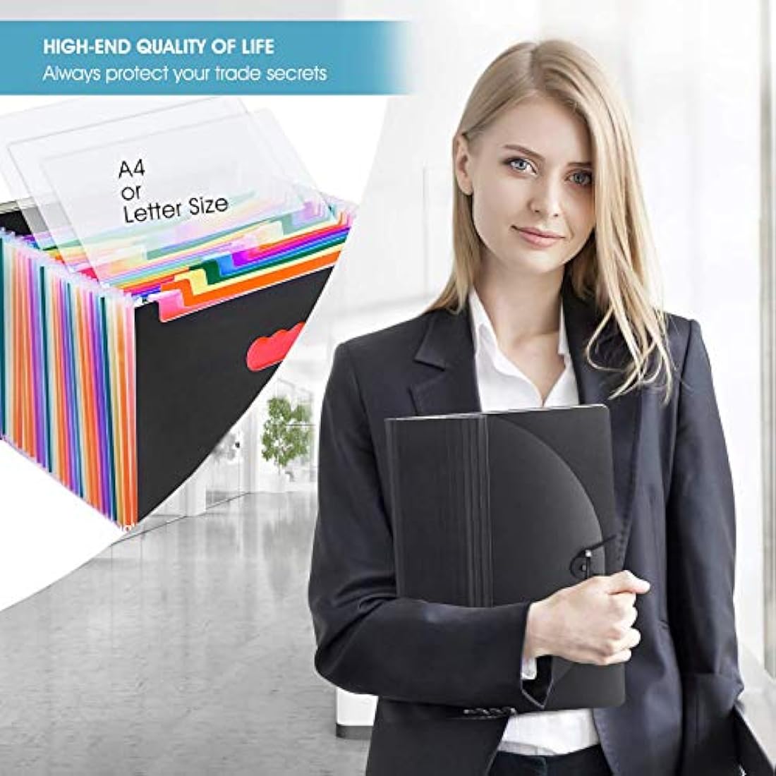 A4 Expanding File Organiser – 24 Pockets with Lid & Labels