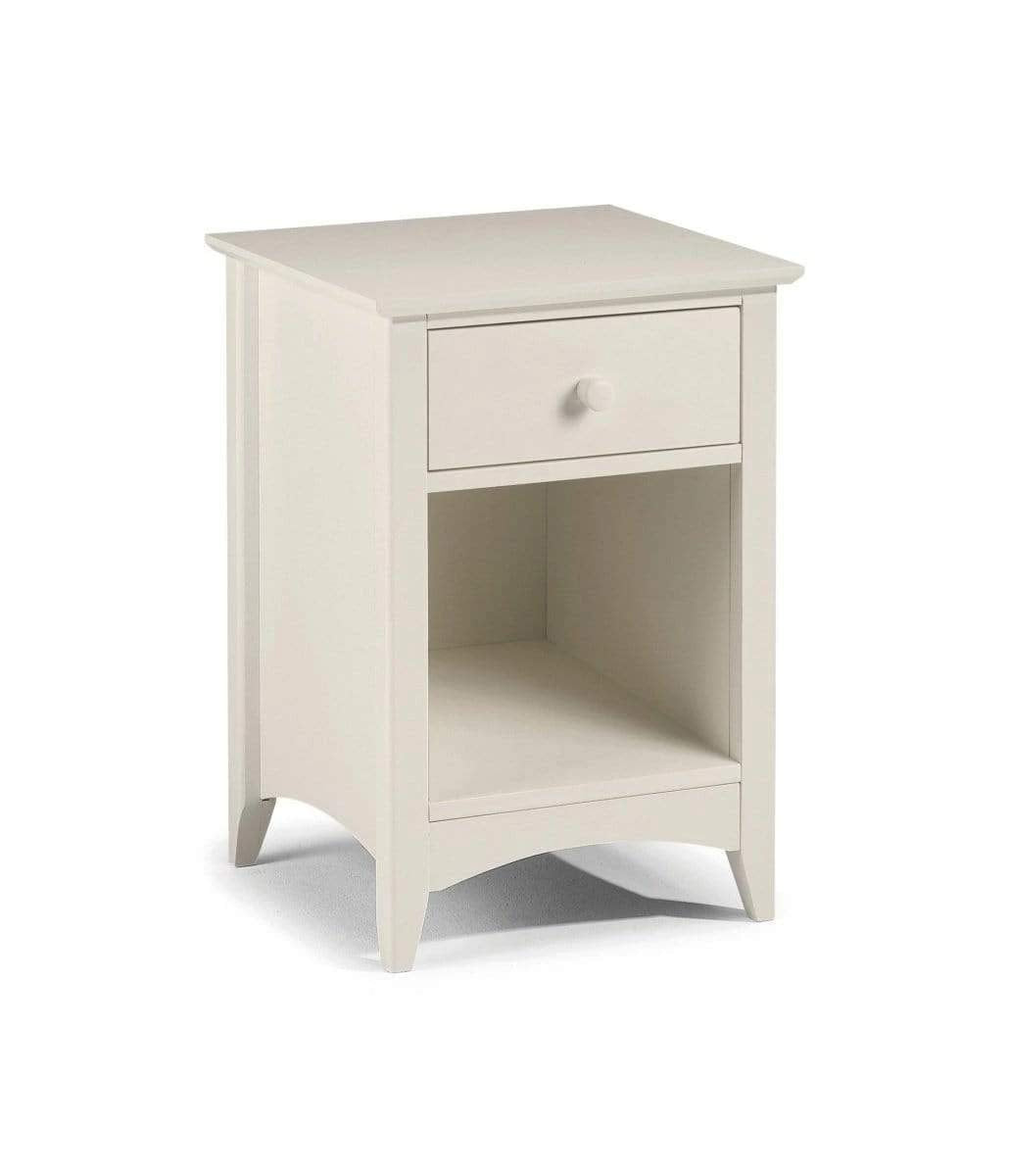 Julian Bowen Cameo Bedside Table – Shaker Style 1 Drawer – Stone White