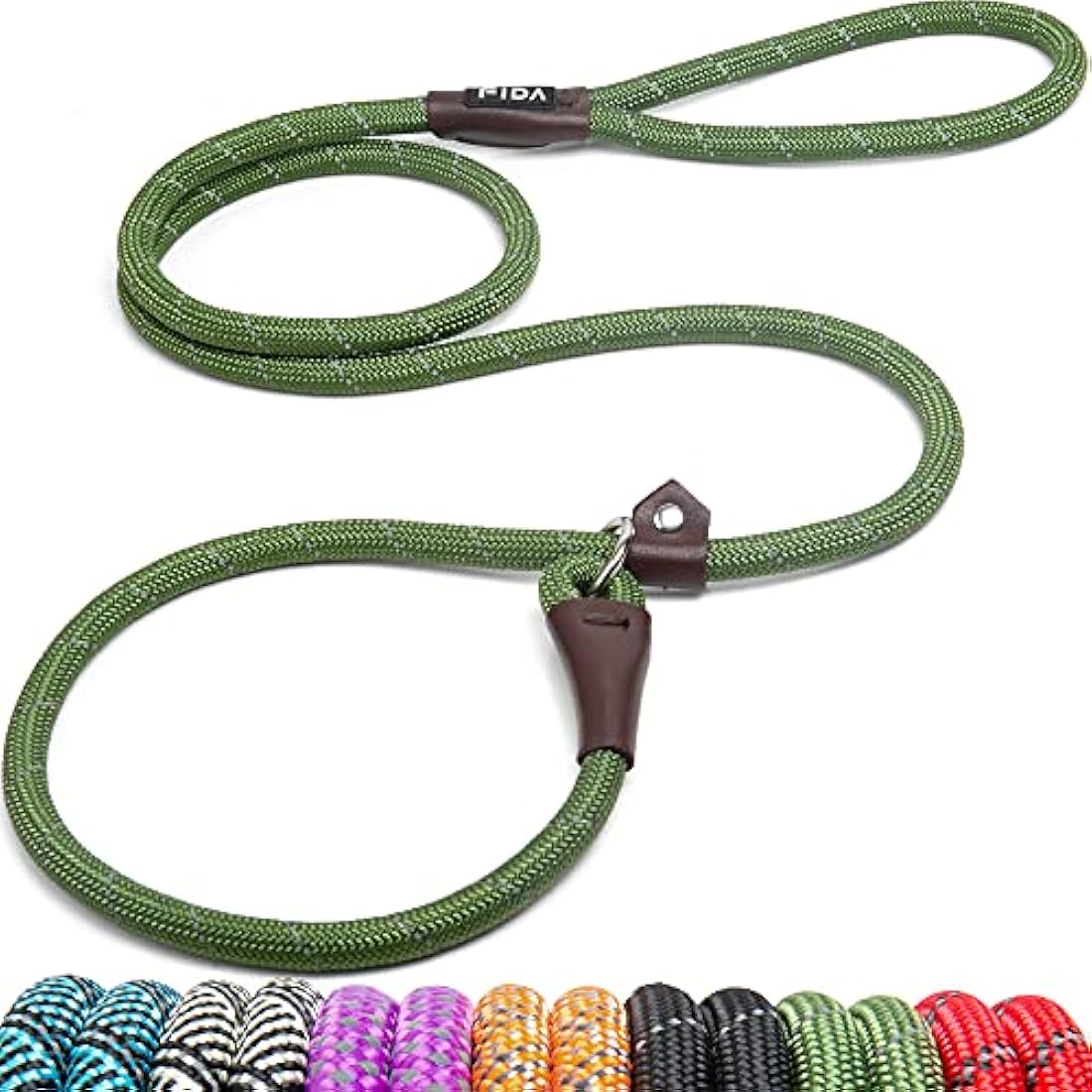 Fida Reflective Nylon Slip Lead for Dogs – 1.8m Rope Leash (Pack of 5)
