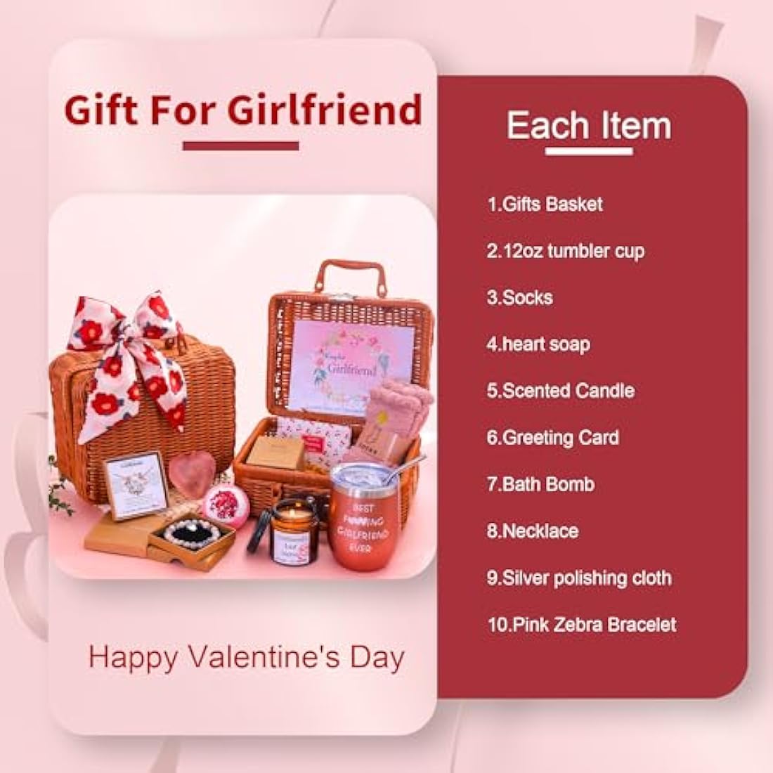 RYANDYPE Romantic Gift Basket for Girlfriend – 10 Piece Anniversary Set