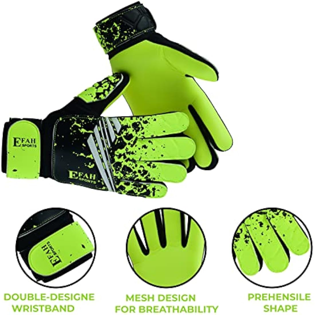 EFAH SPORTS Kids Soccer Goalkeeper Gloves | Super Grip Youth Goalie