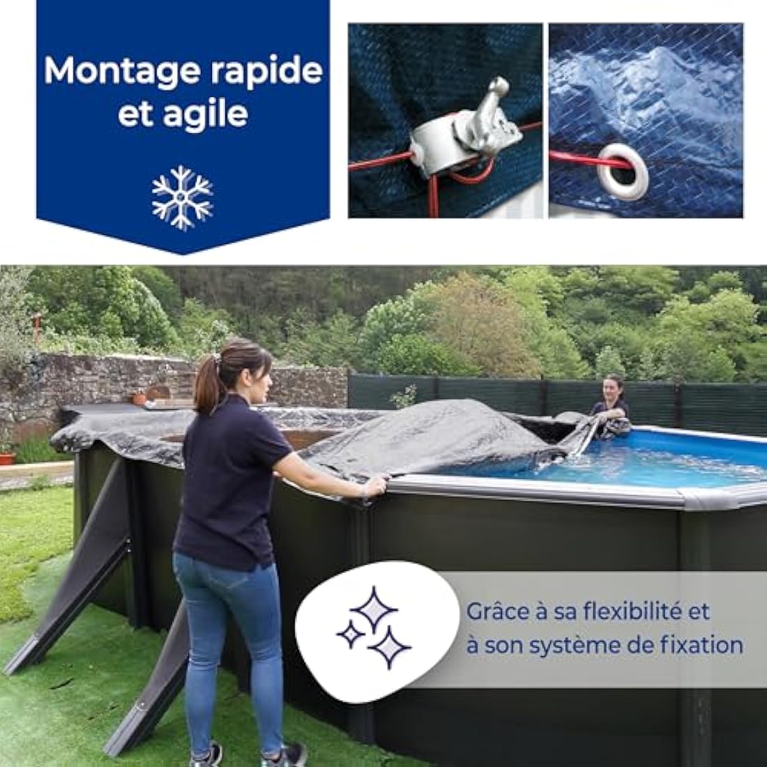 Gre CIPROV Winter Cover for Oval Swimming Pools | 1000 x 550 cm Blue