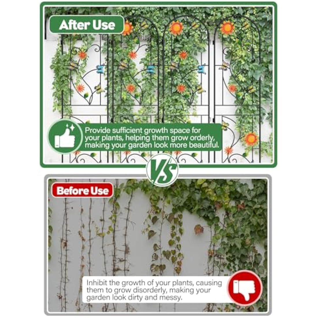 2.2M Butterfly Garden Trellis | 4-Pack Rustproof Metal Support