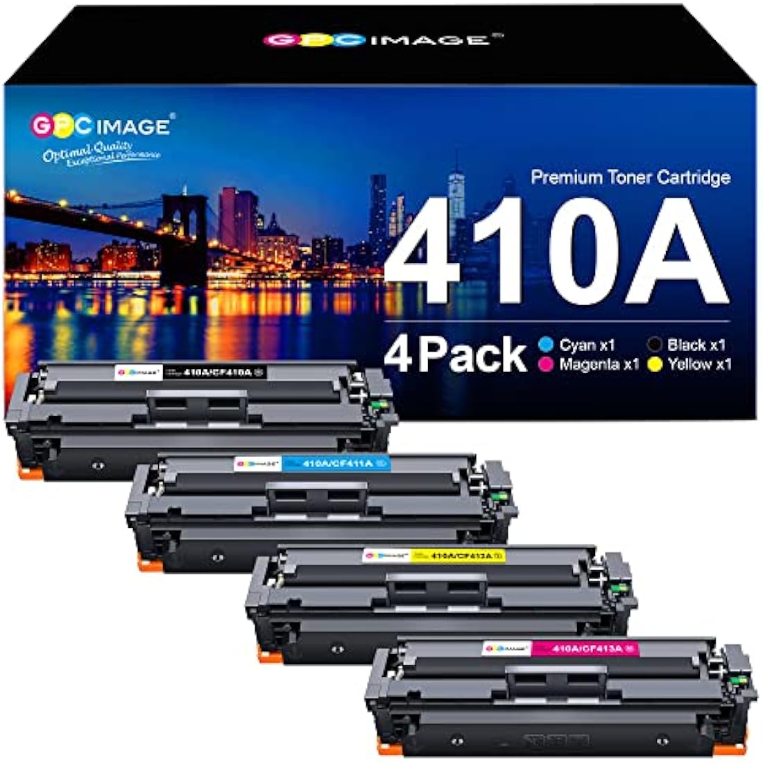 GPC Image Compatible HP 410A 410X Toner Cartridges for LaserJet Pro - 4 Pack
