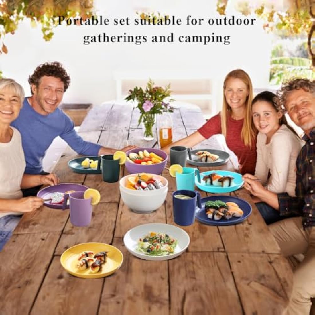 Kyraton 32-Piece Plastic Dinnerware Set | Unbreakable Camping Dishes for 8
