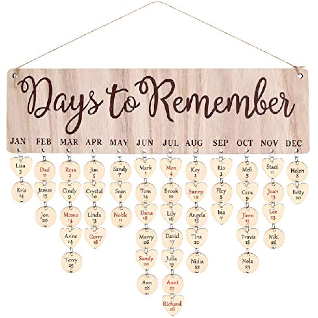 DIY Wooden Birthday Reminder Calendar Wall Hanging Decor