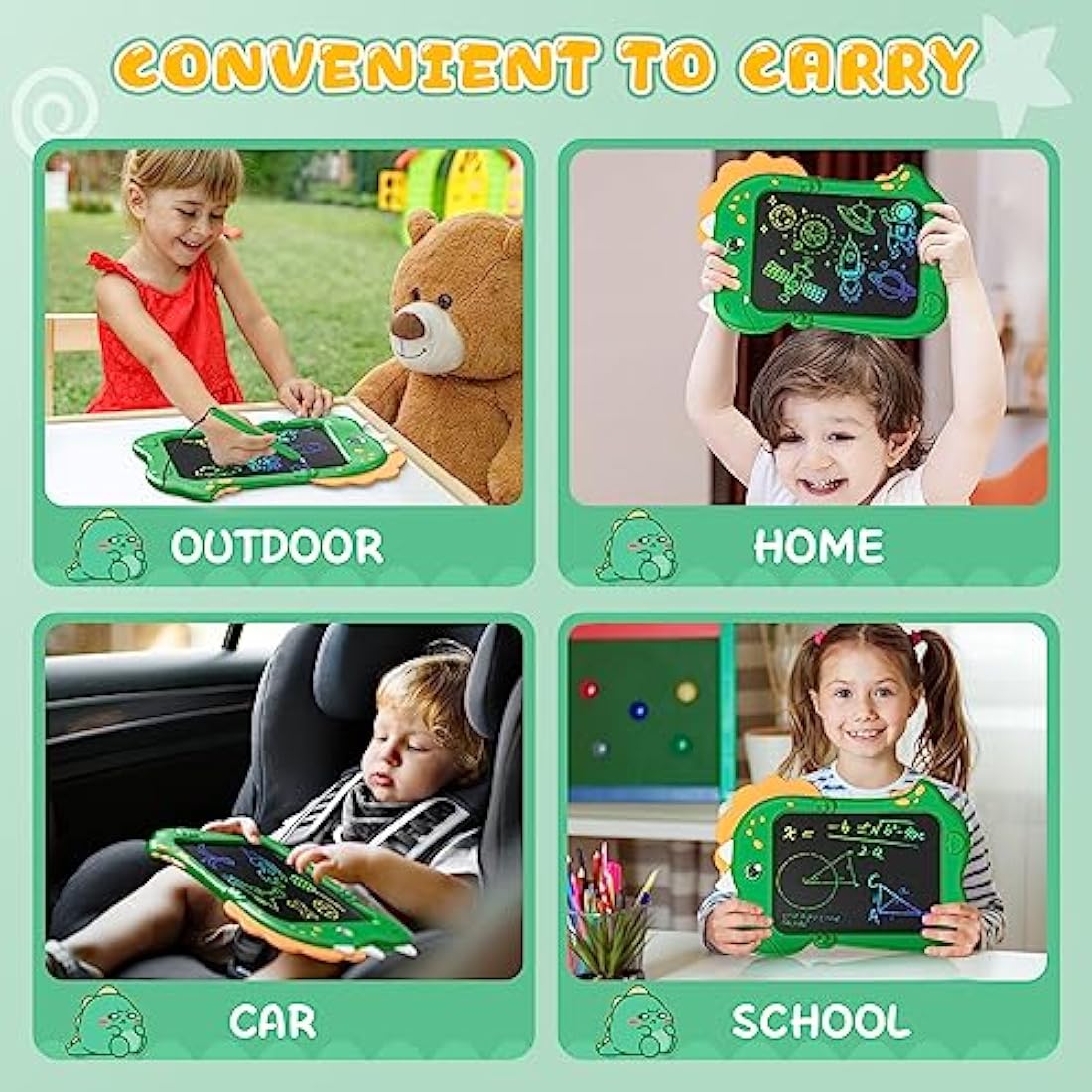Kizmyee 8.5" LCD Writing Tablet | Dinosaur Doodle Board for Kids