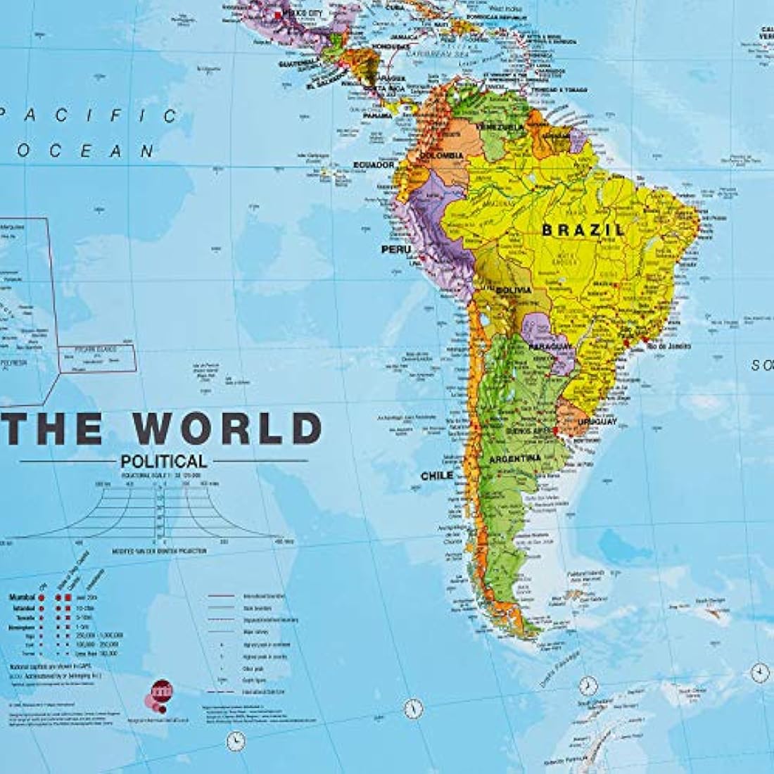 Maps International 2025 World Wall Map | Laminated Political Poster