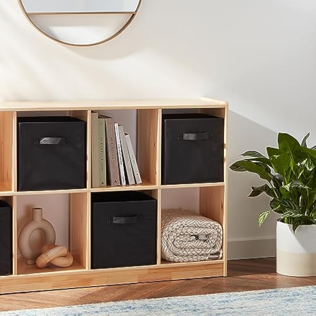 Jolof Store Collapsible Fabric Storage Cubes - 6 Pack, Black, 33cm