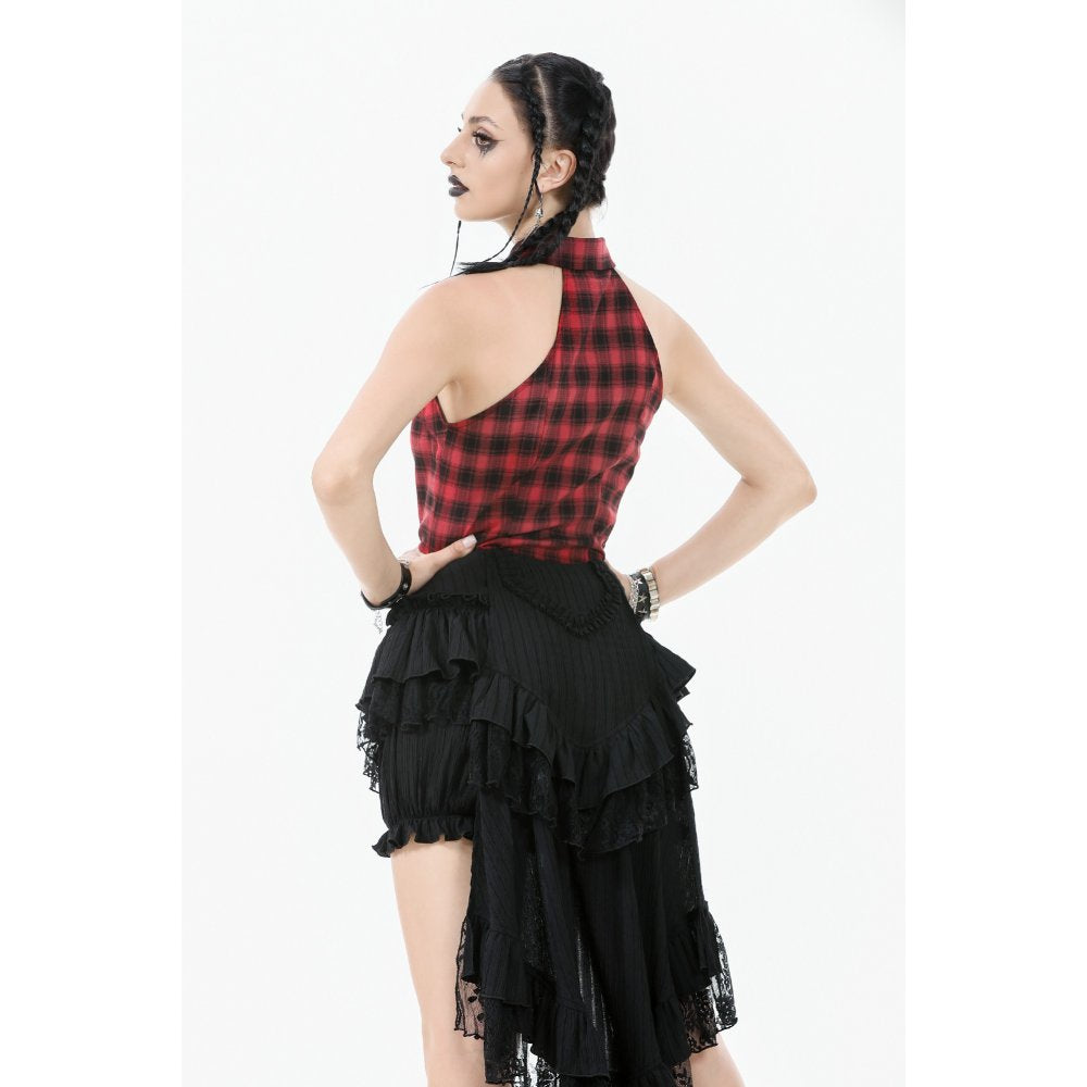 Dark in Love Cordelia Gothic High-Low Layered Skort - Black Lace