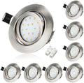 HiBay 8-Pack Ultra Slim LED Downlights – 5W Tiltable Brushed Chrome 3000K