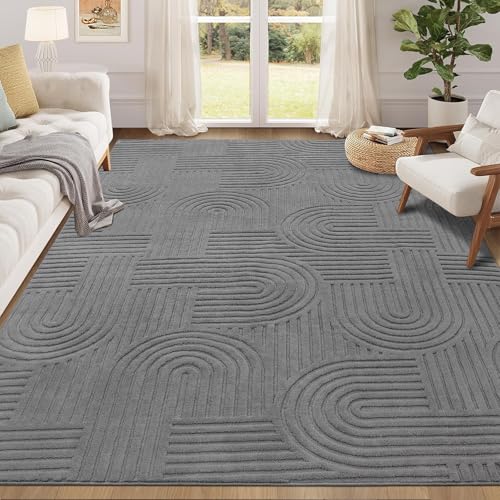 Enyhom Washable Geometric Area Rug – 120x160cm Non-Slip Soft Fluffy Carpet