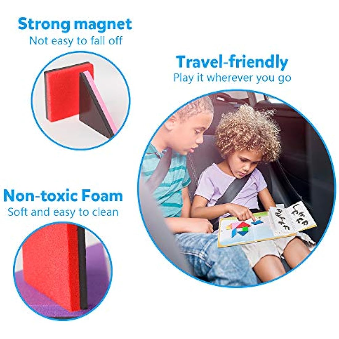 Coogam Magnetic Travel Tangram Puzzle Book - 360 Patterns IQ Toy for Kids