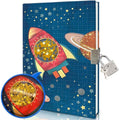 GINMLYDA Spacecraft Secret Diary with Lock for Boys | 160 Lined Pages