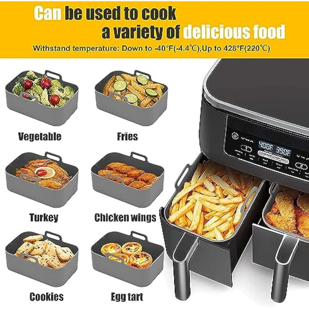 Reusable Silicone Air Fryer Liners for Ninja Dual AF400UK - 2 Pack