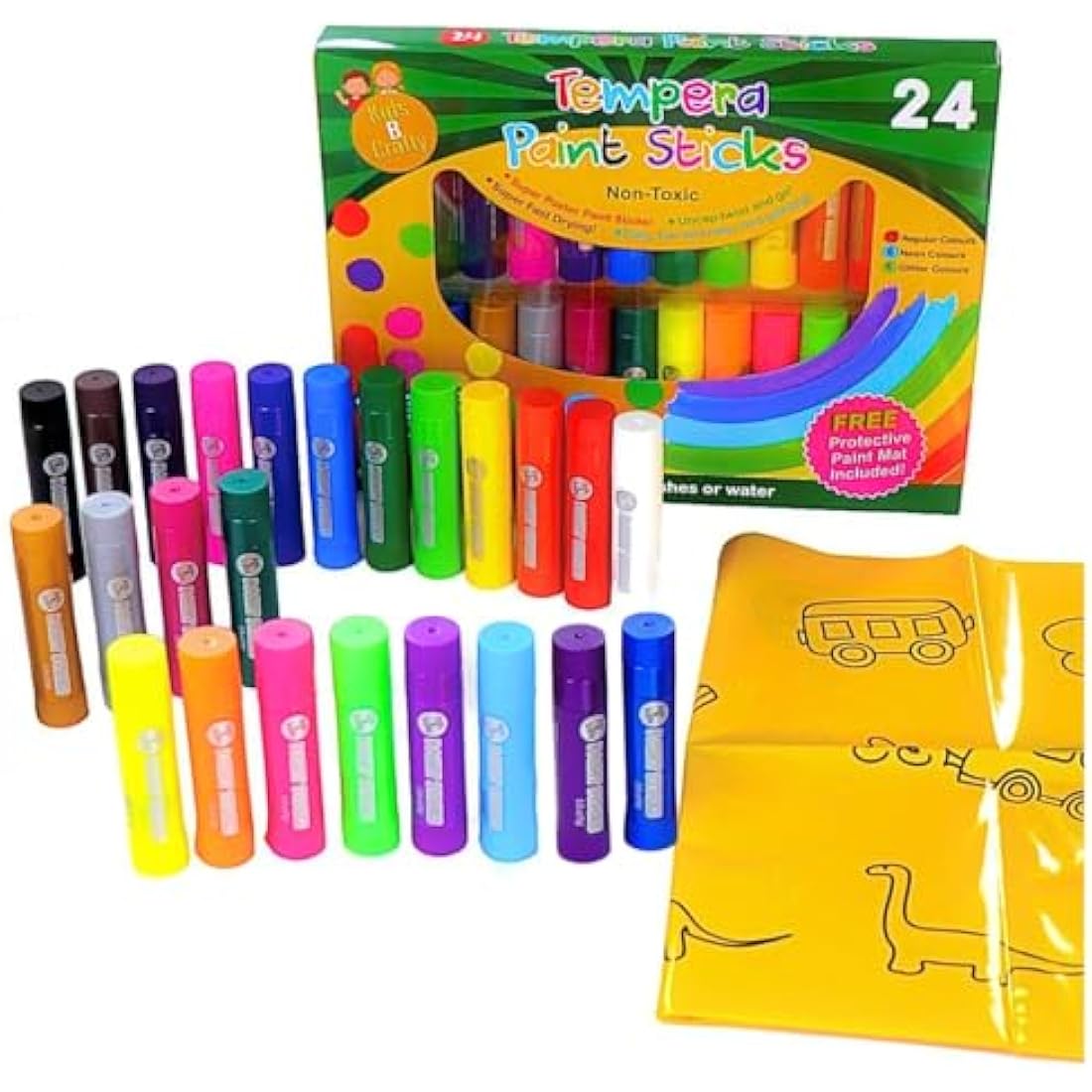 24 Washable Paint Sticks – Non-Toxic Mess-Free Art Set
