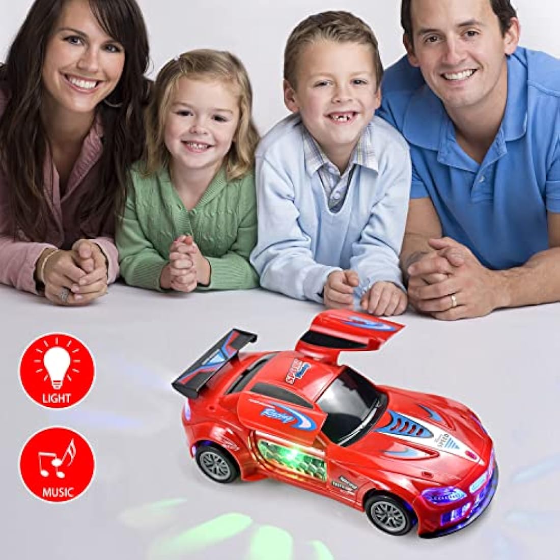 Jolof Store Transforming Car Toy with Lights and Sound - 1:36 Red