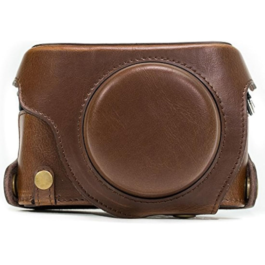 MegaGear Leather Camera Case for Panasonic Lumix LX100 – Dark Brown
