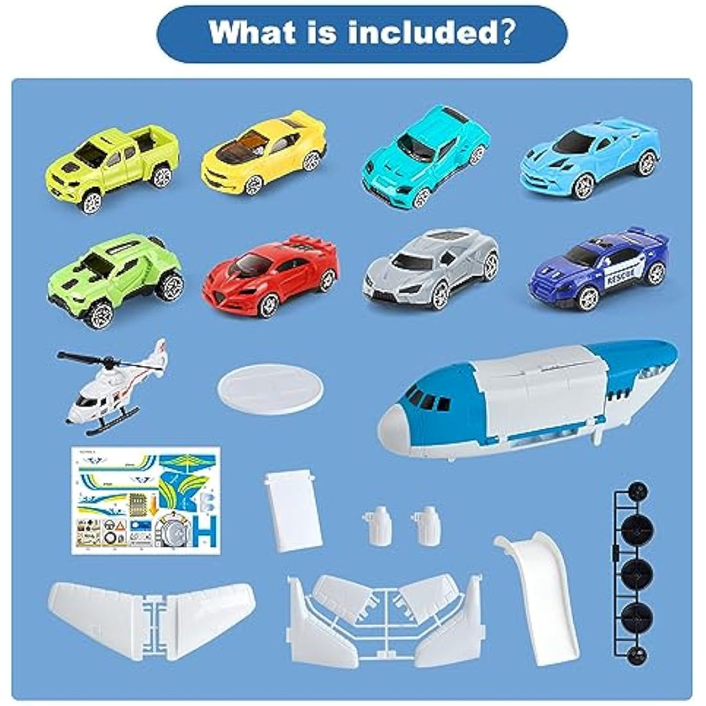 Kramow Transport Airplane Toy Set with 9 Vehicles for Boys and Girls