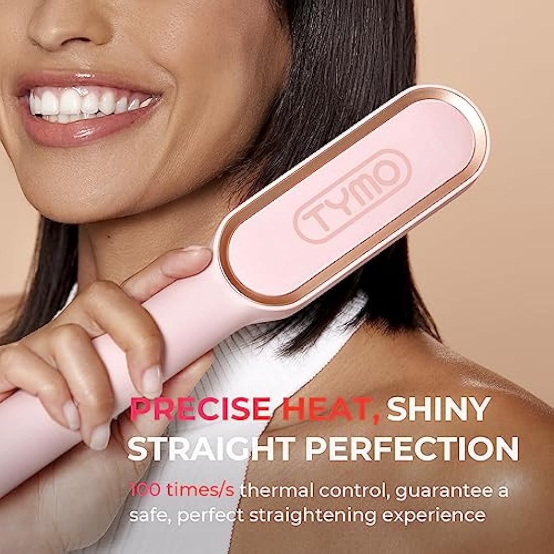 TYMO Hair Straightener Brush – Ionic 2-in-1 Flat Iron with 5 Temp Settings