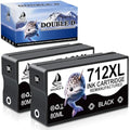 DOUBLE D 712XL High Yield Black Ink Cartridges for HP DesignJet T650 (2-Pack)