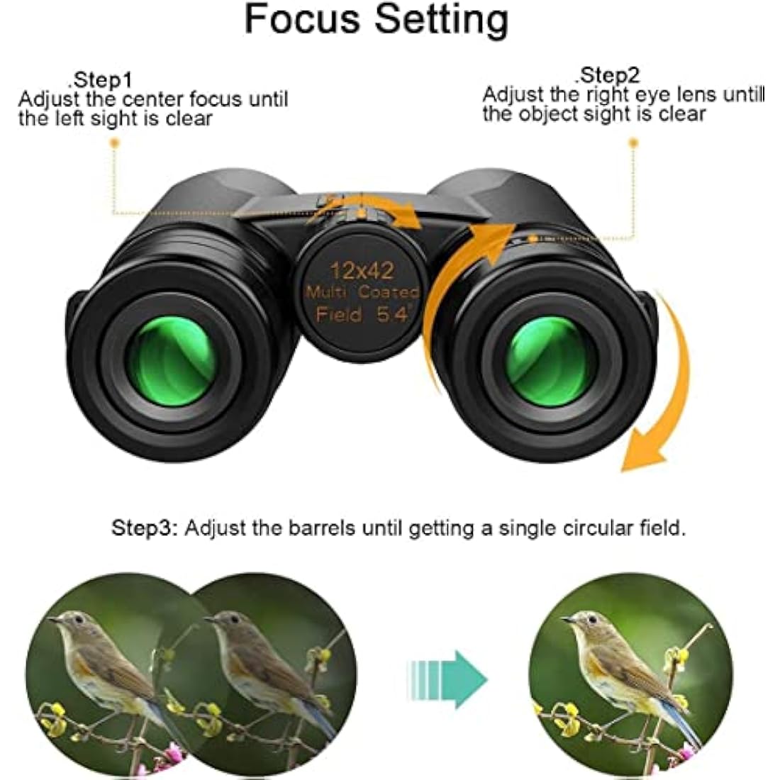 Kylietech 12x42 High Power Binoculars | BAK4 Prism Waterproof Optics