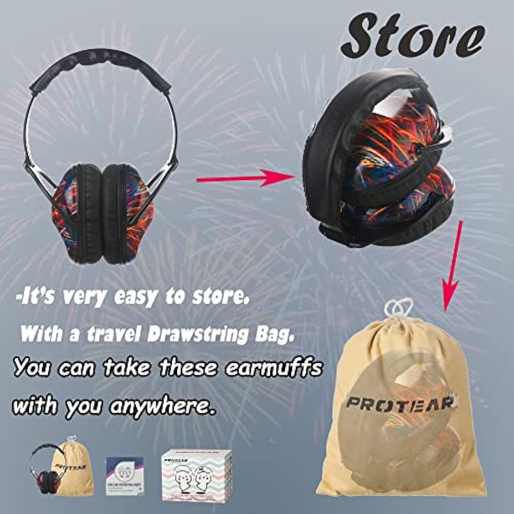 Protear Kids Ear Defenders - SNR 28dB Noise Cancelling Muffs, Black