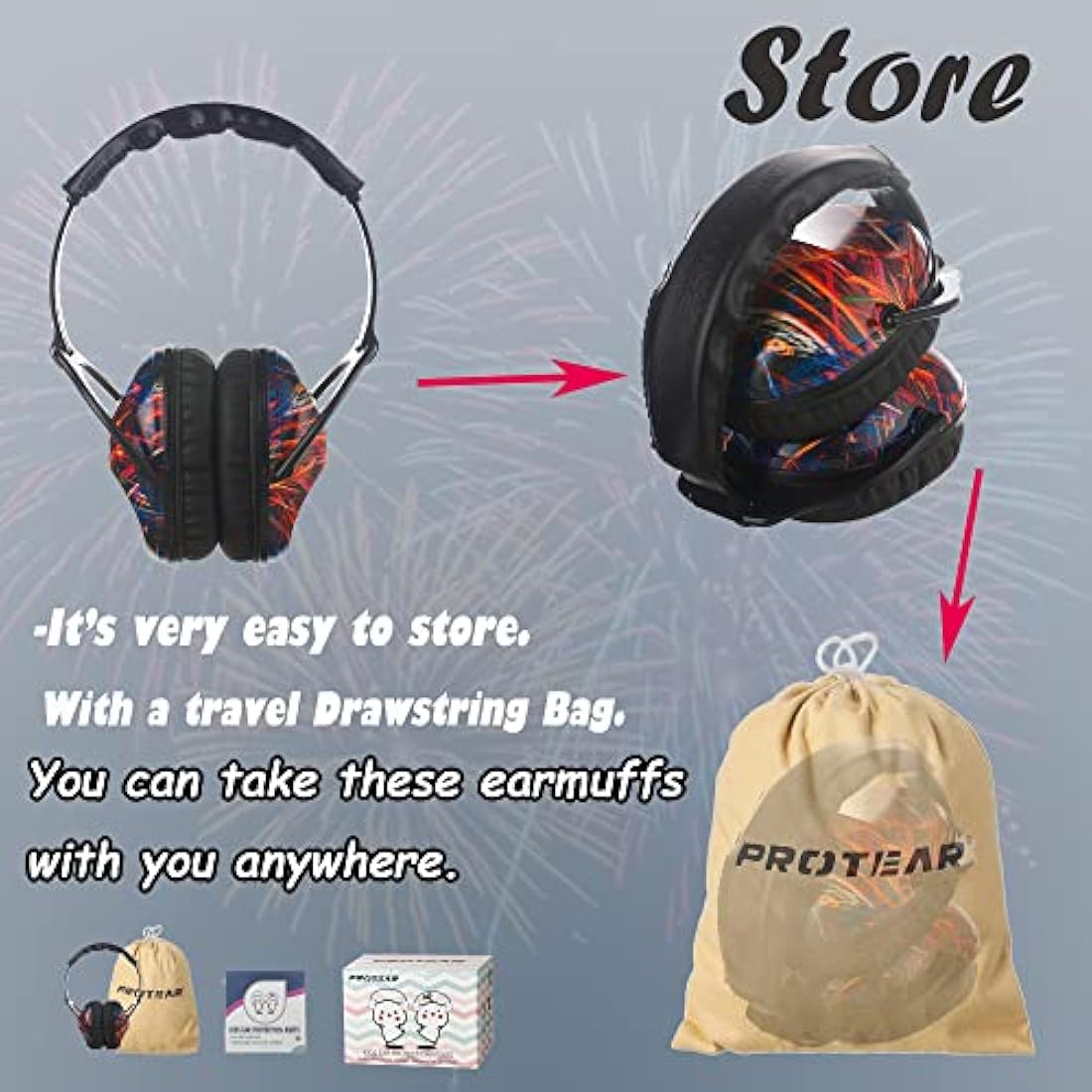 Protear Kids Ear Defenders - SNR 28dB Noise Cancelling Muffs, Black