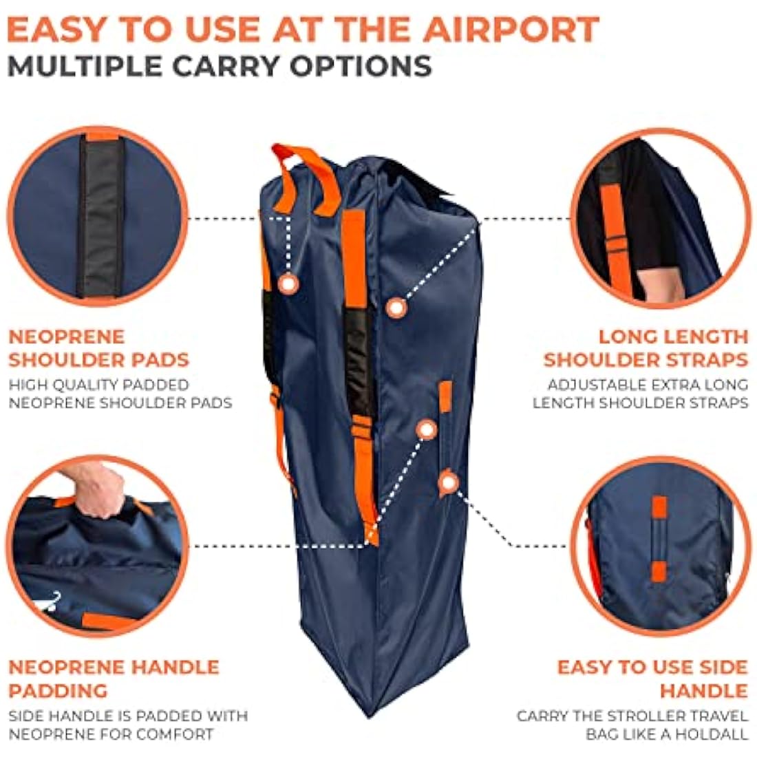 Huckaboo Umbrella Stroller Travel Bag for Airplane – Navy Ballistic Nylon