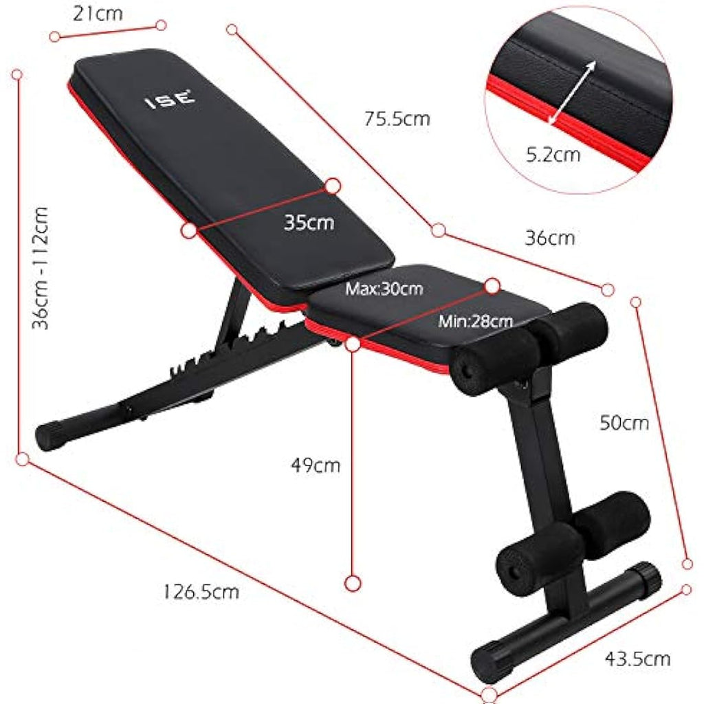 ISE SY-5902 Adjustable Weight Bench | Foldable 7-Position Home Gym