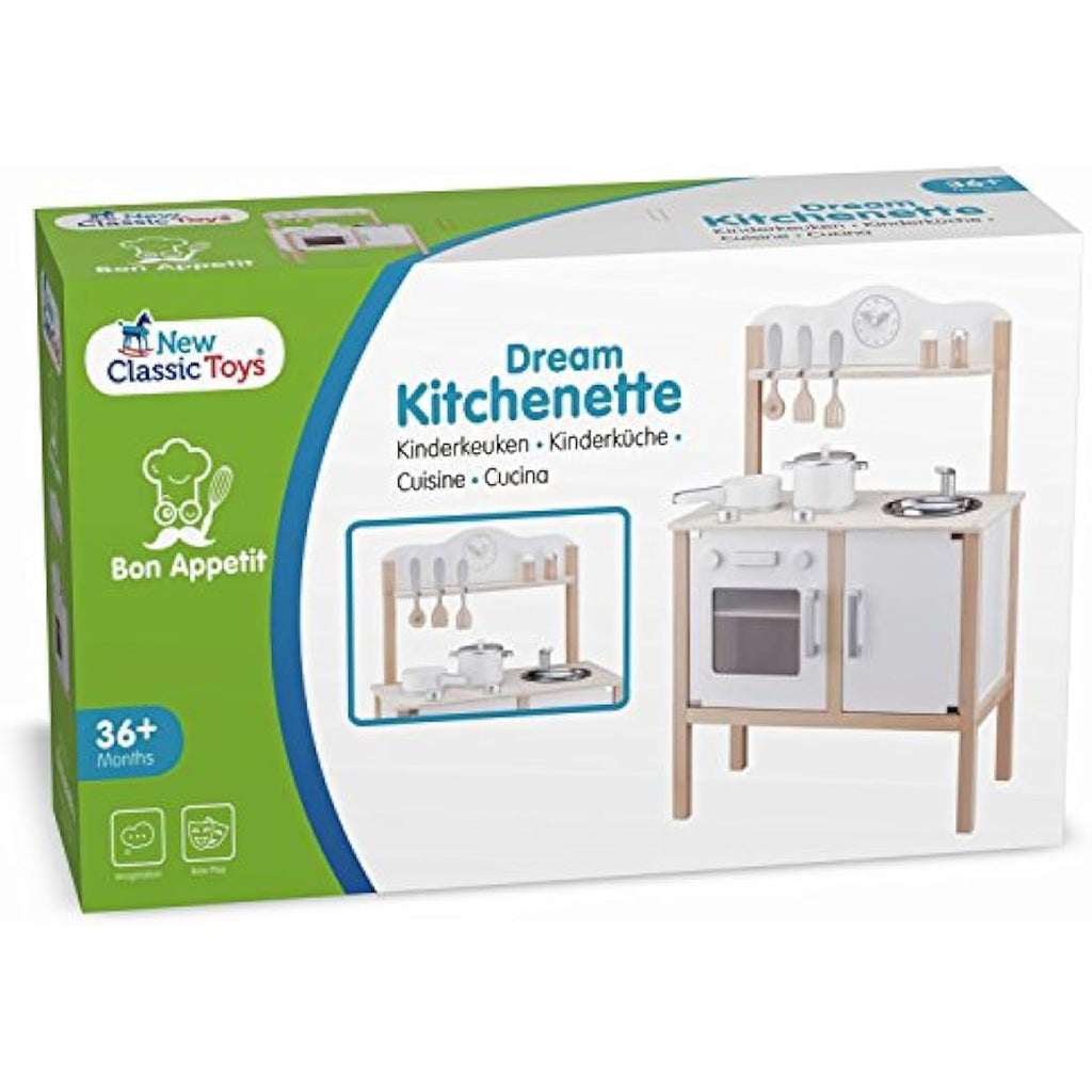 New Classic Toys Wooden Pretend Play Kitchen Set with Accessories