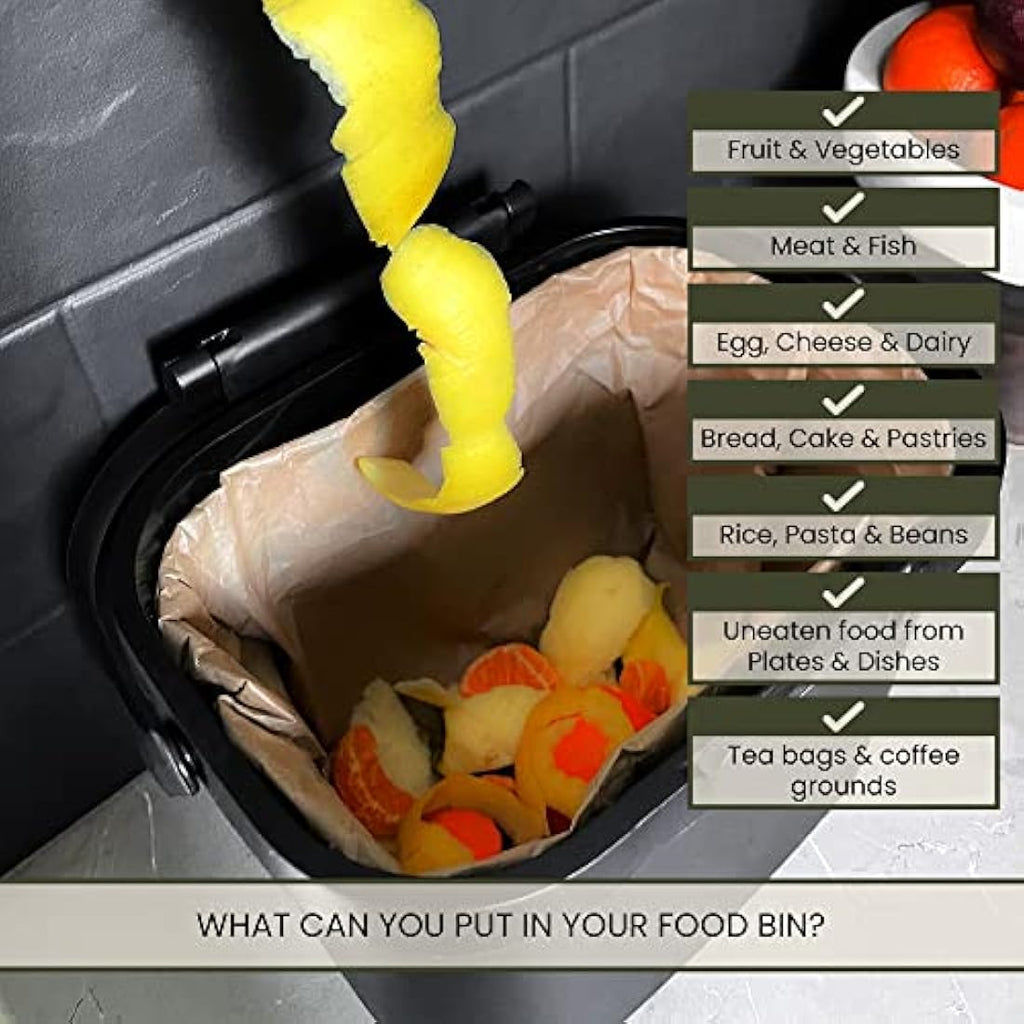 A&M Natural Living 10L Paper Food Waste Caddy Liners - 150 Compostable Bags