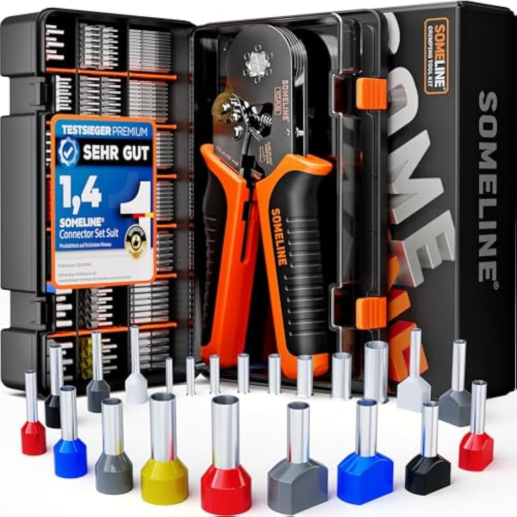 SOMELINE Hexagonal Ferrule Crimping Tool Set - 1025pcs Wire Terminals Kit
