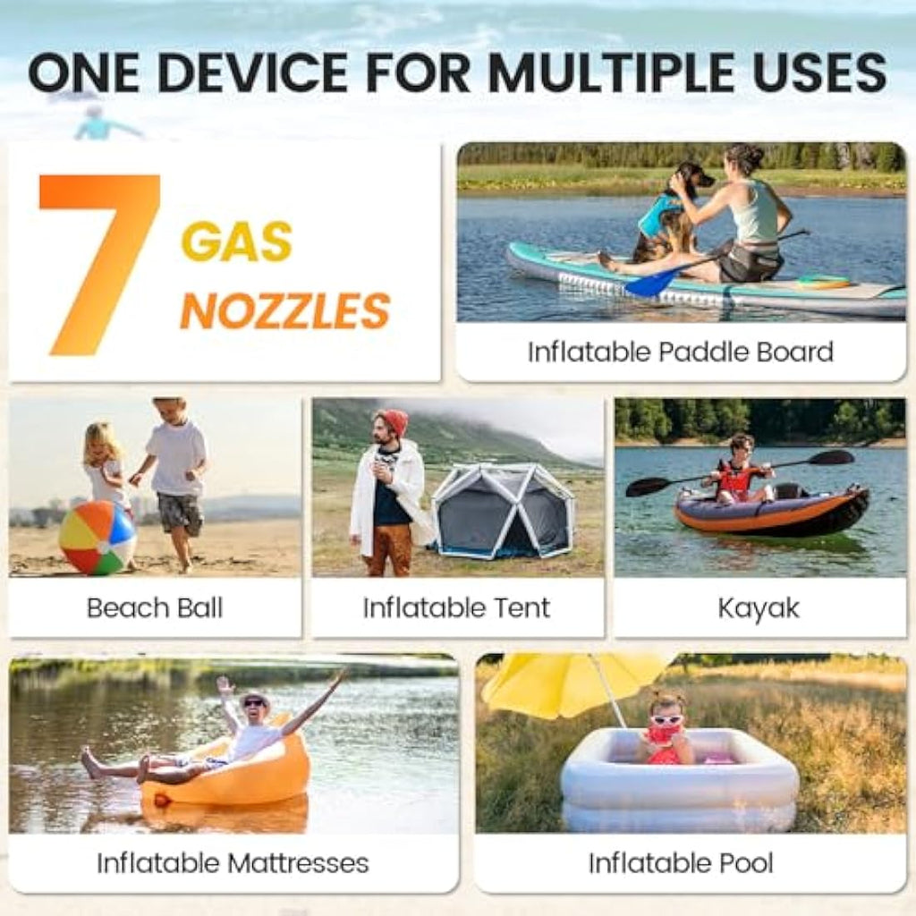 Accwork 20PSI Electric SUP Air Pump | 12V DC Portable Paddle Board Pump