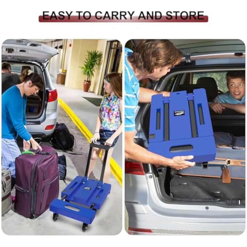 SOLEJAZZ Folding Hand Truck – 500lb Heavy Duty Portable Dolly with 6 Wheels