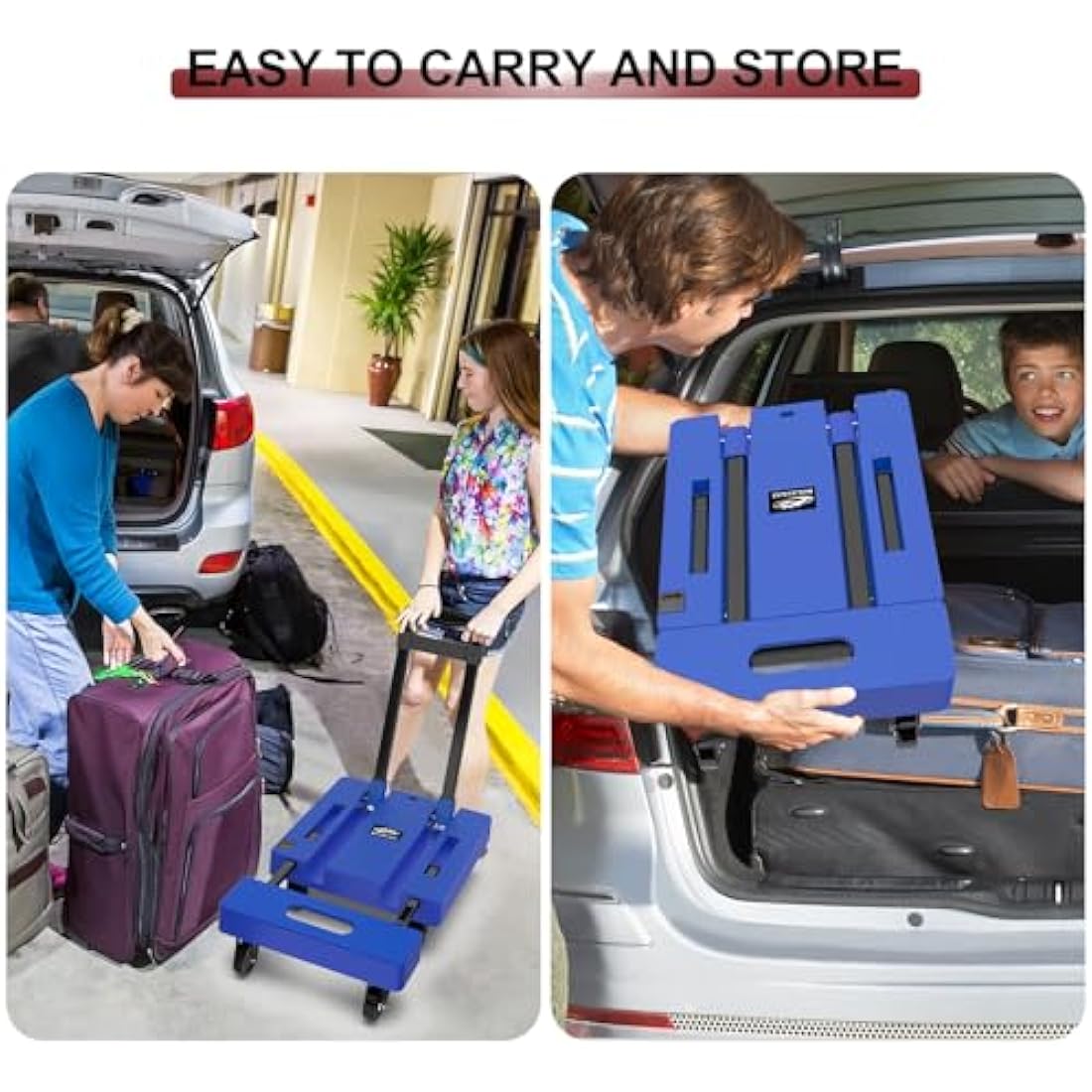 SOLEJAZZ Folding Hand Truck – 500lb Heavy Duty Portable Dolly with 6 Wheels