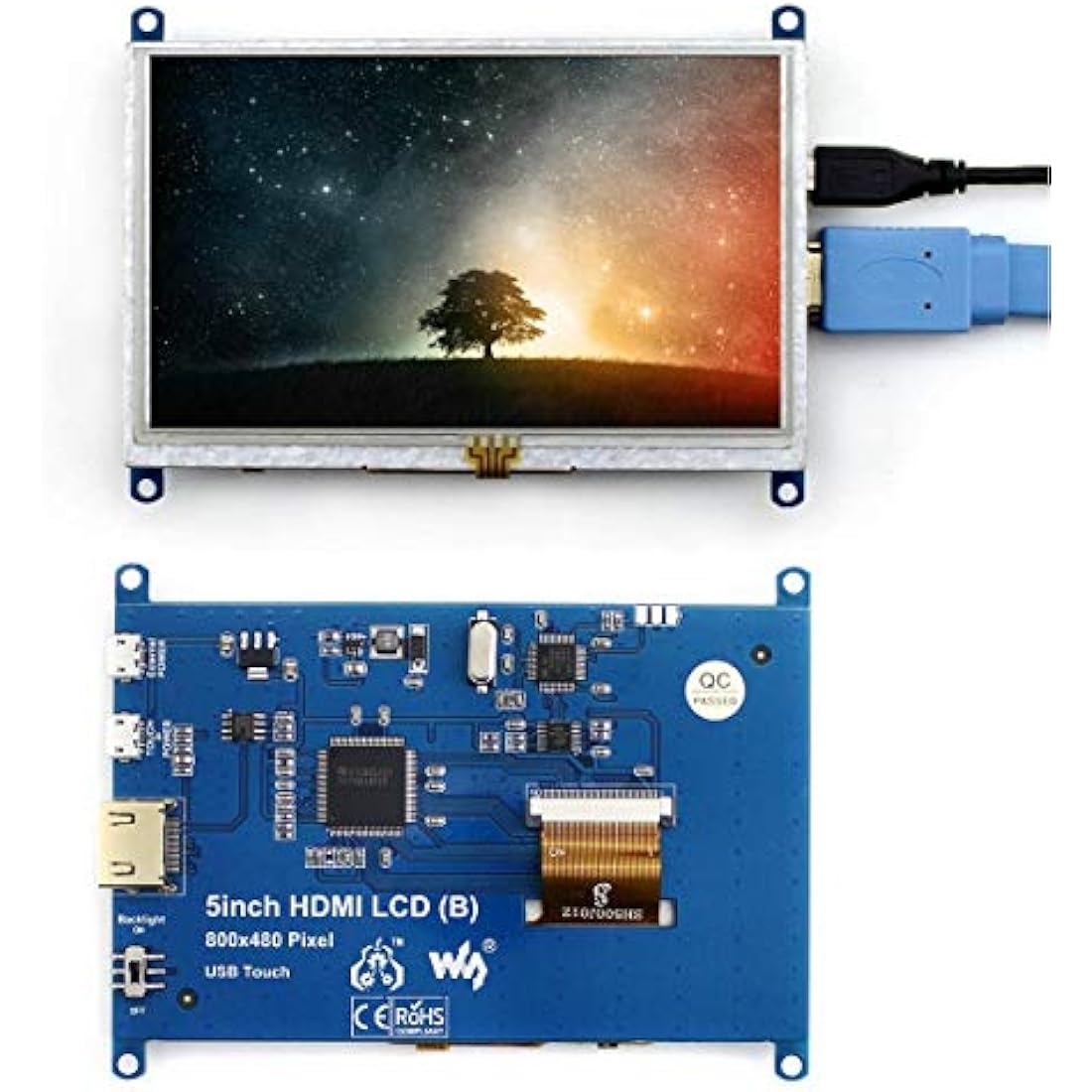 Waveshare 5-Inch Resistive Touch Screen LCD Monitor with Bicolor Case