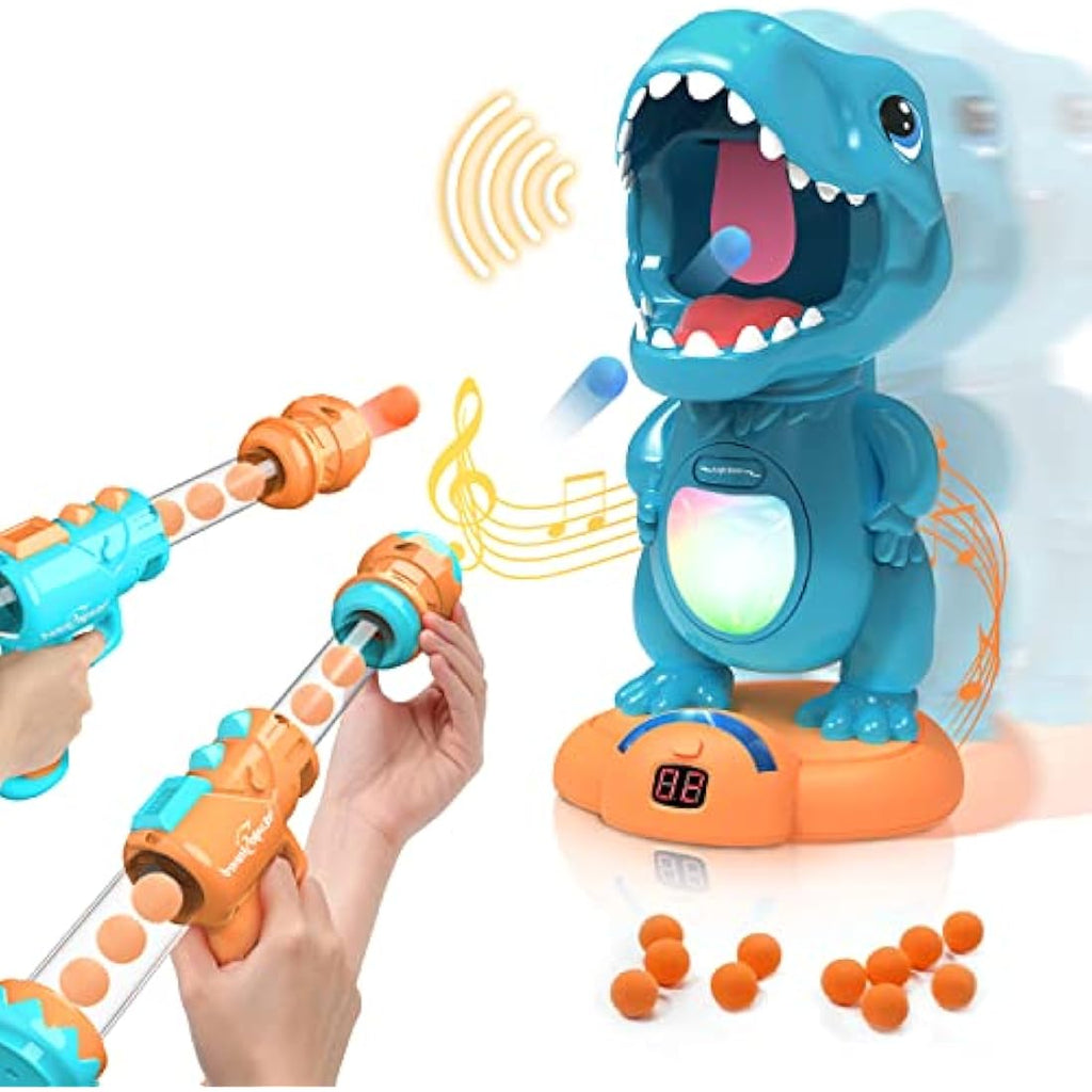 EagleStone Dinosaur Shooting Toy - Electronic Target with 2 Air Pump Guns