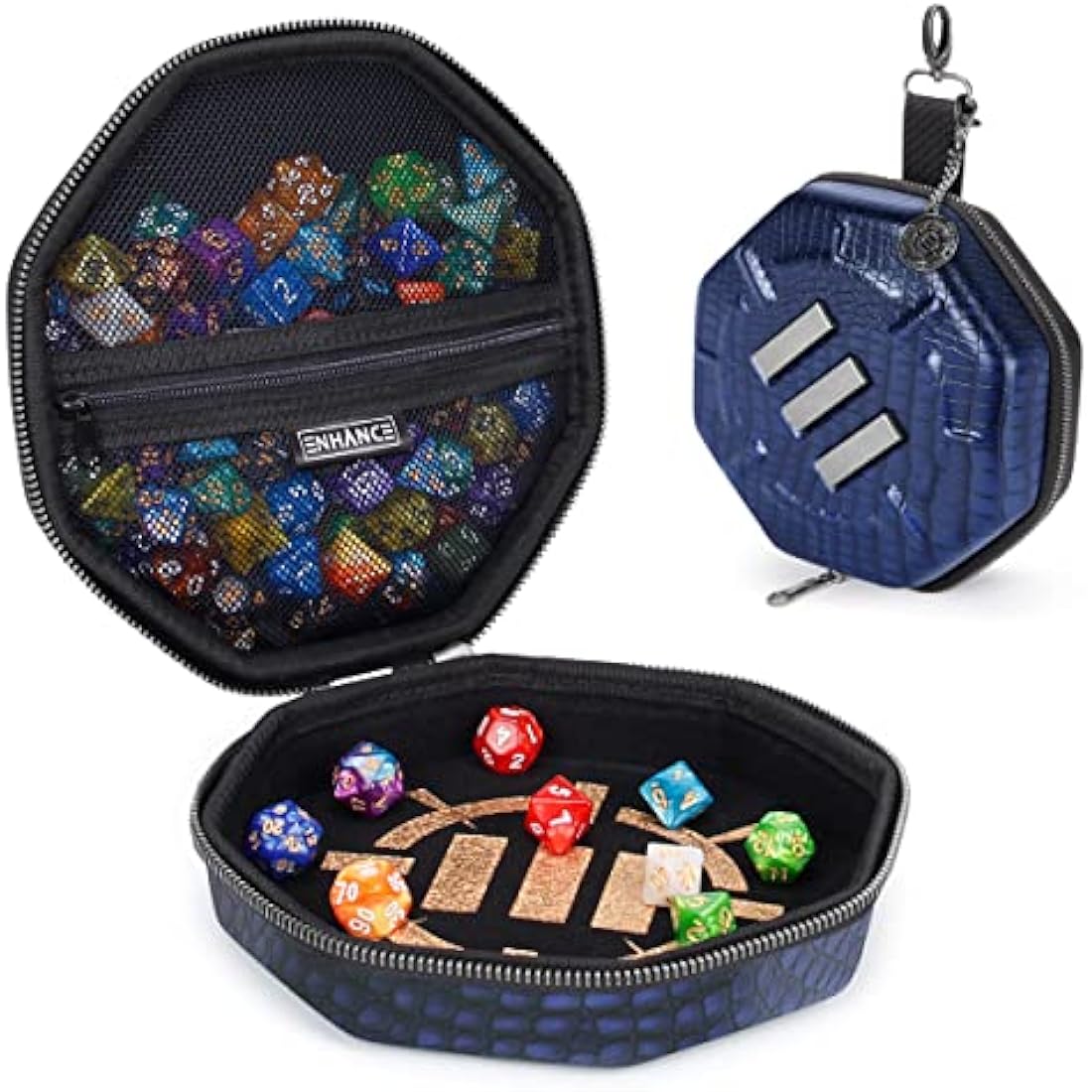 ENHANCE DnD Dice Tray and Case - Dragon Hide Storage for 150 Dice