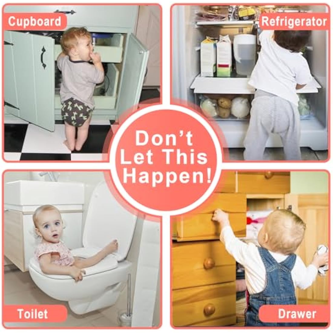 REDTRON Baby Safety Cupboard Locks – 6 Pack Adjustable Child Drawer Latches