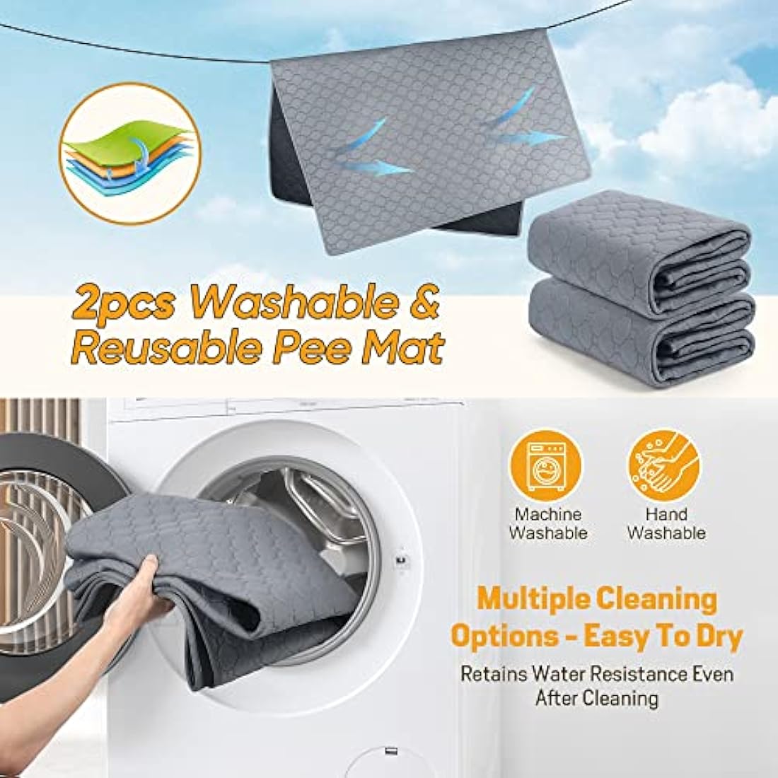 Reusable Dog Training Pads | Washable Waterproof Pee Pads (2 Pack)