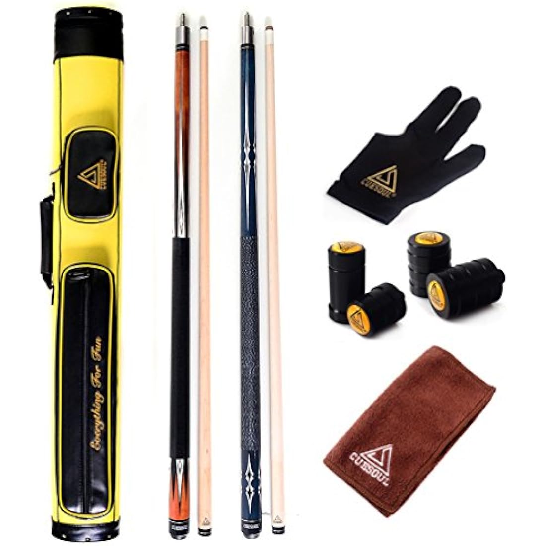 CUESOUL 58" Maple Pool Cue Stick Set | 2 Cues with 2x2 Hard Case