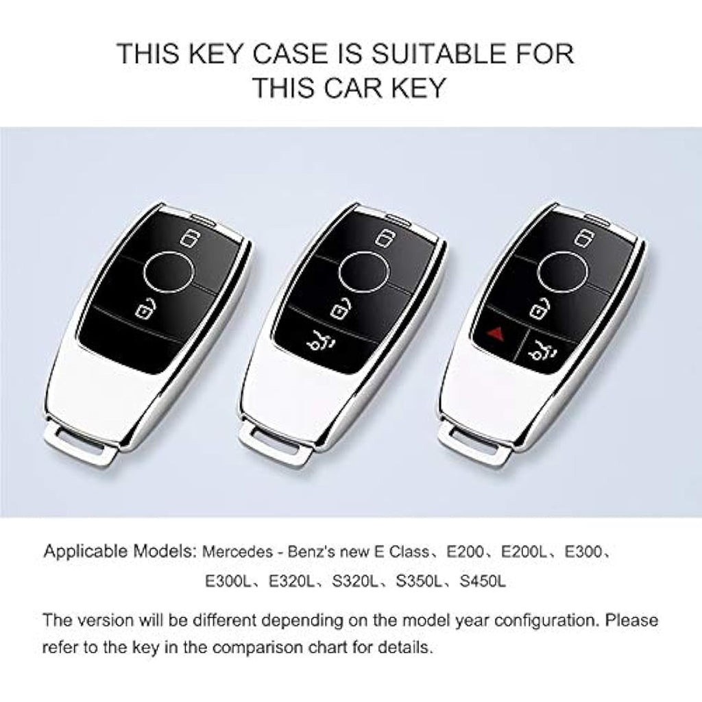 OATSBASF Mercedes Benz TPU Car Key Cover – E S C Class Fob Case, Silver