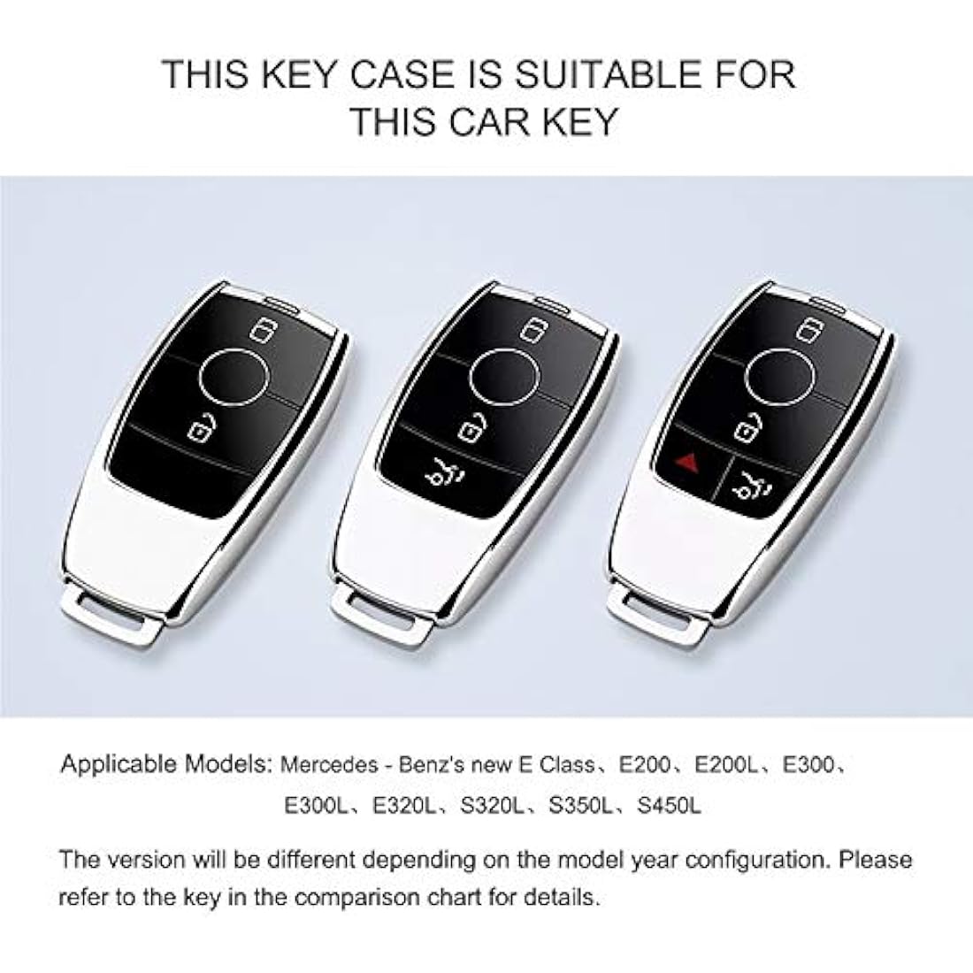 OATSBASF Mercedes Benz TPU Car Key Cover – E S C Class Fob Case, Silver