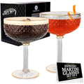 Vemacity Art Deco Crystal Coupe Glasses - Set of 2 Martini Glasses with Gold Rim